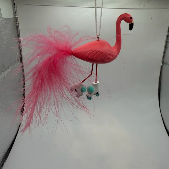 Hallmark Pink Flamingo Bird Ornament cake topper Skates - Picture 5 of 6